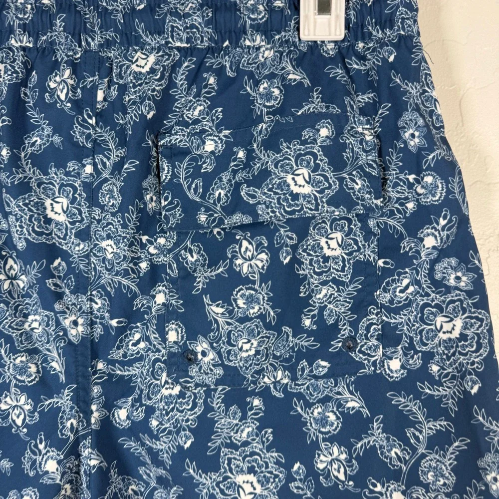 Abercrombie & Fitch Swim Trunks Mens Medium Blue Floral Relaxed Stretch Shorts